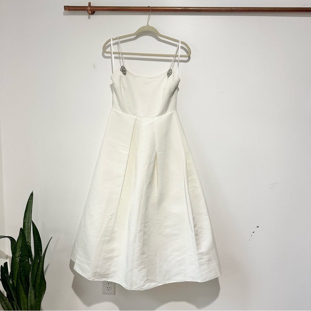 NWT Sachin + Babi Audra Pleated Crystal Embellished Midi Dress White Anthro - Picture 5 of 11